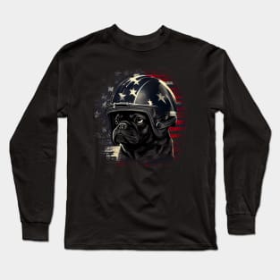 Pug as football player four Long Sleeve T-Shirt